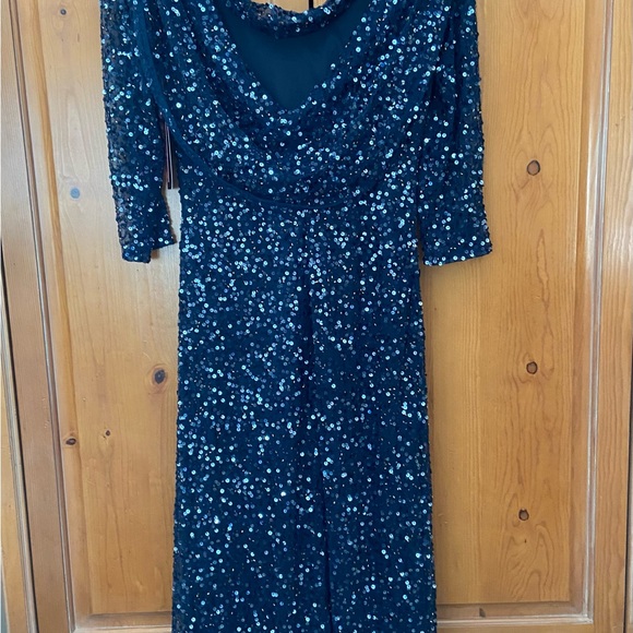 NWT Navy Sequin Gown - Picture 3 of 6